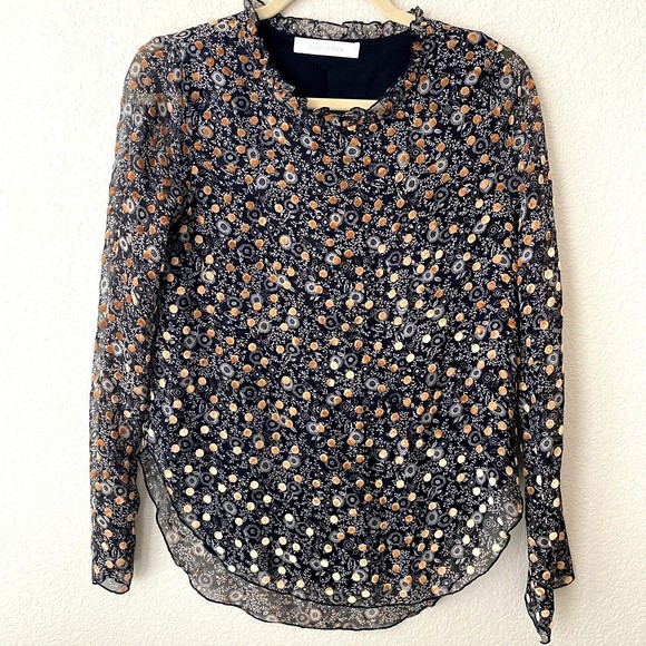 See by Chloe Tops - See by Chloe Womens Silk Blend Blouse Top Size 38 Floral Polkadot